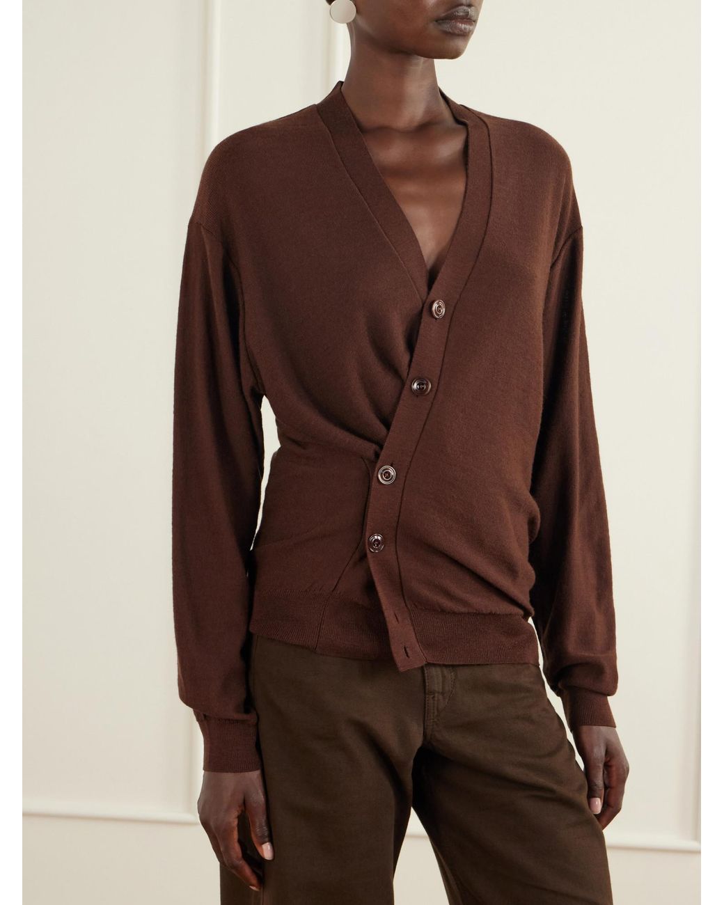 Lemaire Brown Long Sleeved Cardigan for men