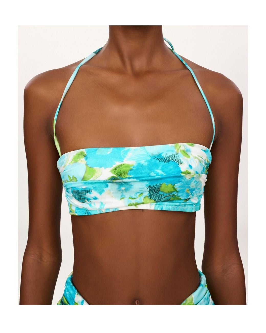 Chloé Blue Floral-Print Bikini Top