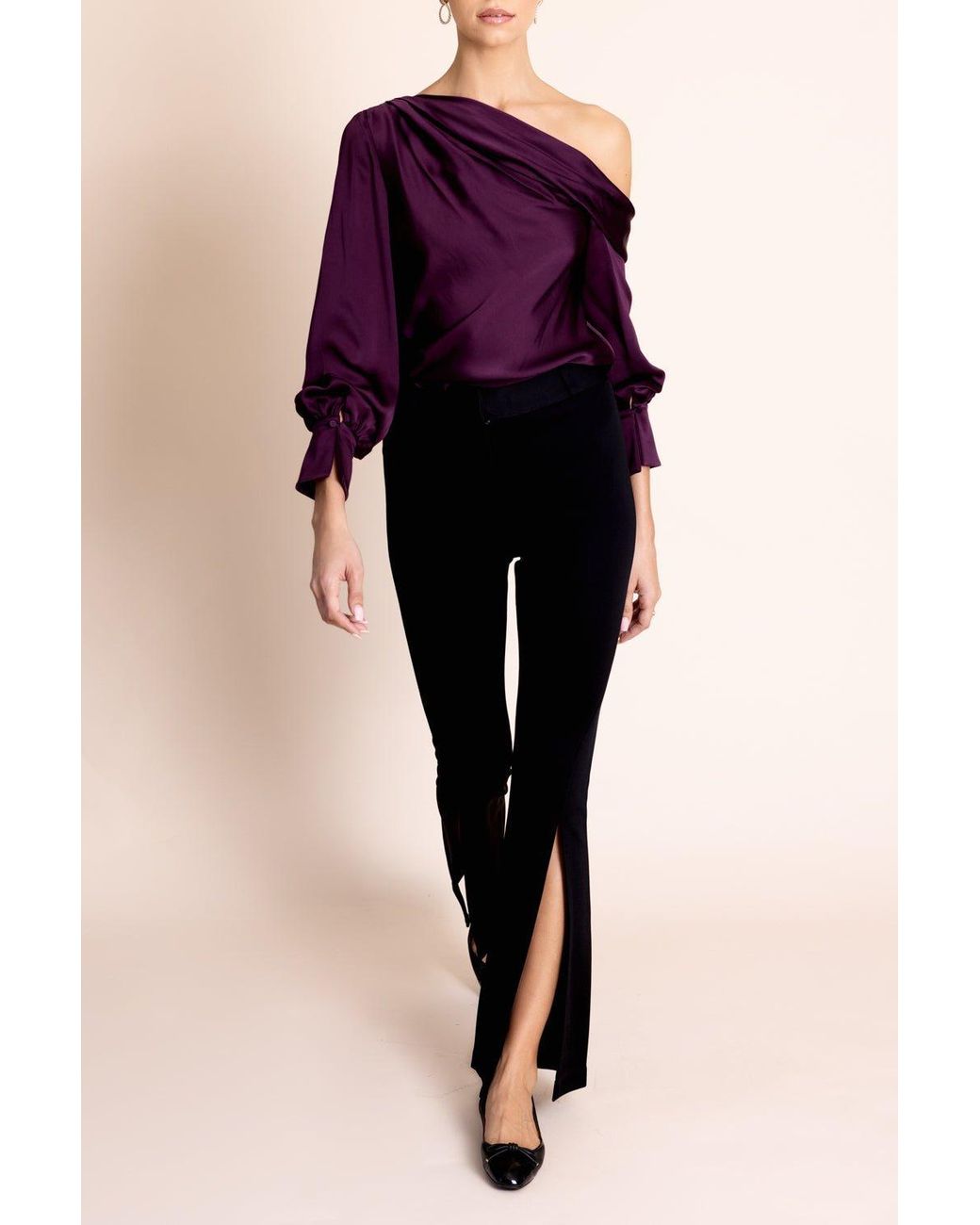 Givenchy Black High-Waist Satin-Finish Flared Trousers