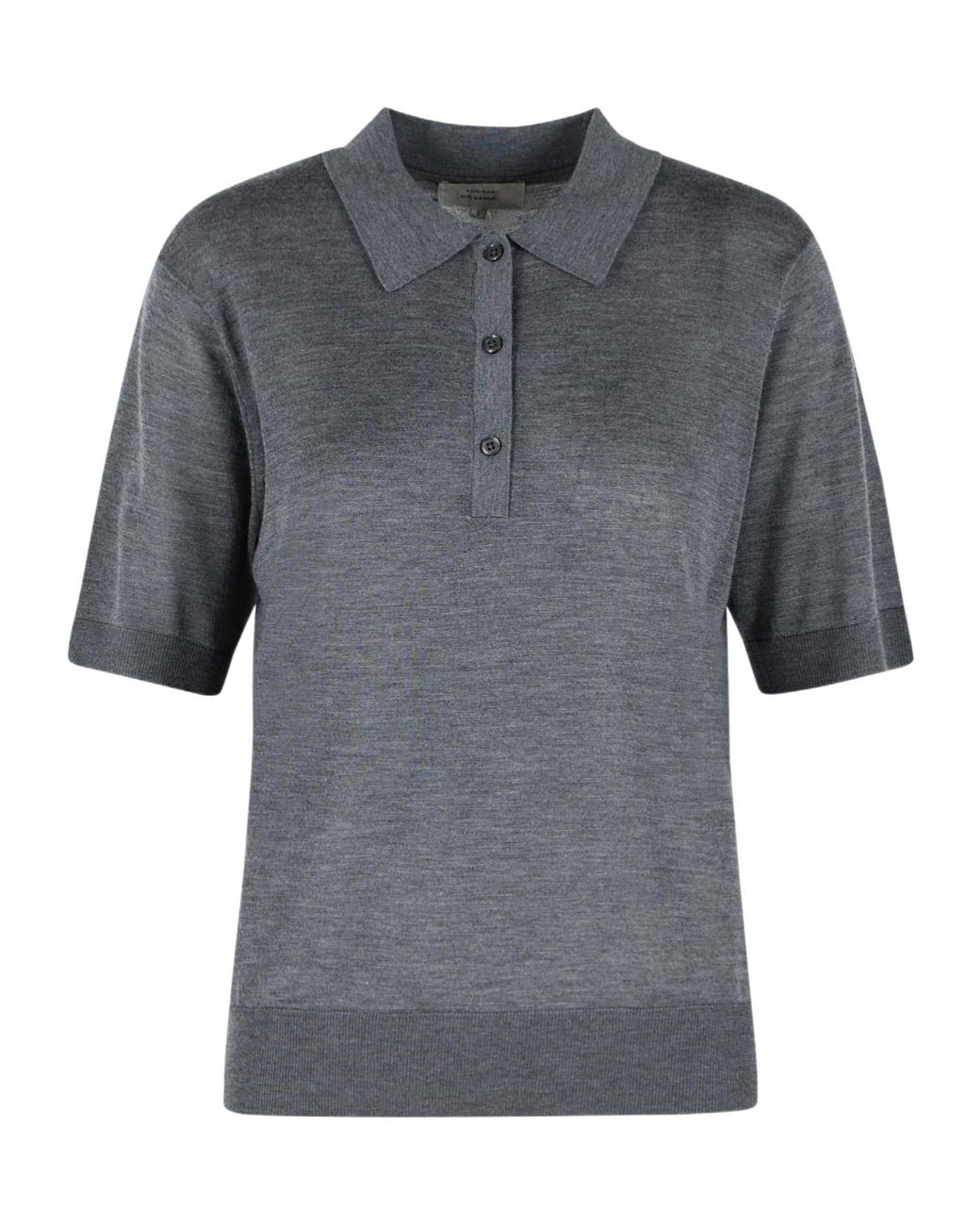 Loulou de Saison Gray Short-Sleeved Knit Polo Shirt