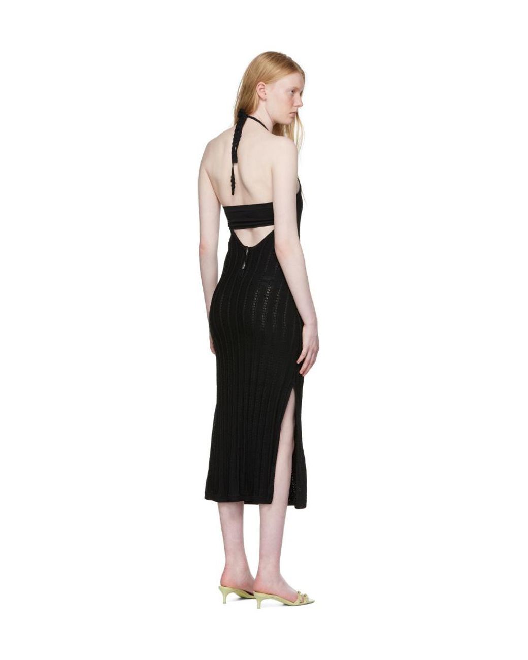 Ganni Black Knit Halter Midi Dress