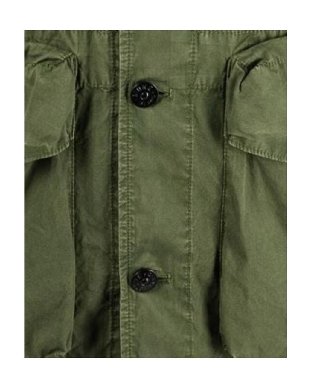 Stone Island Green Logo-Patch Button-Fastening Jacket for men