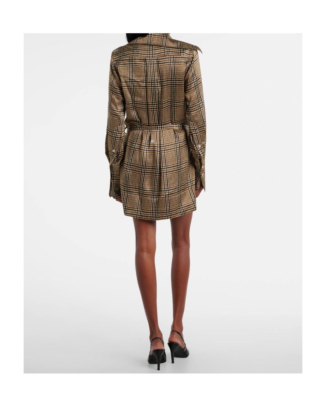 Patou Brown Plaid Shirt Dress