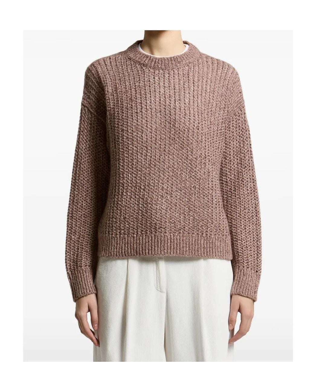 Peserico Brown Sequin-Embellished Knit Sweater