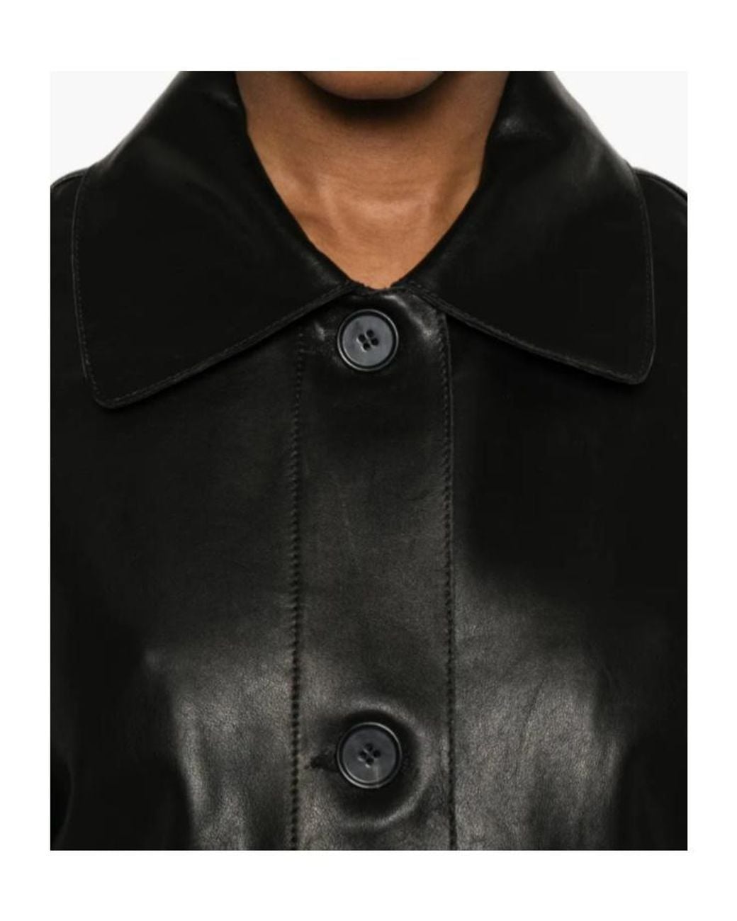 Arma Black Button-Pocket Leather Jacket