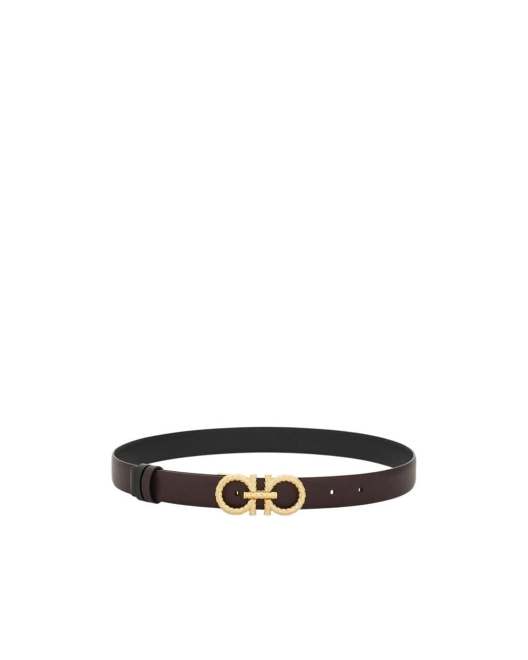 Ferragamo White Gancini-Buckle Leather Belt