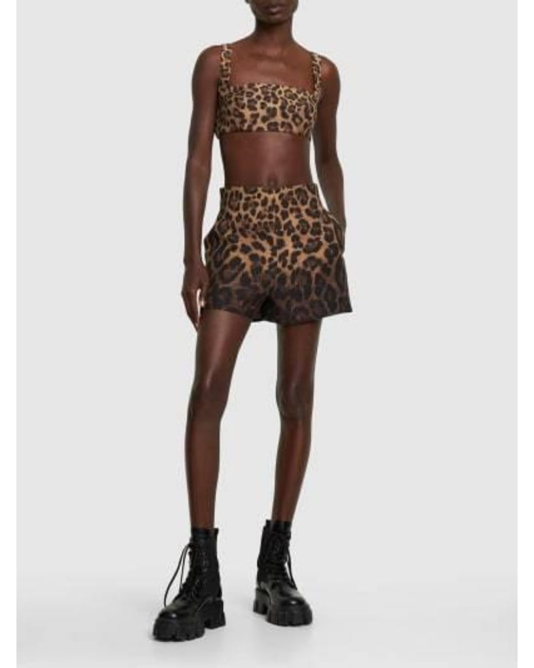 Valentino Brown Leopard Print Short Vest
