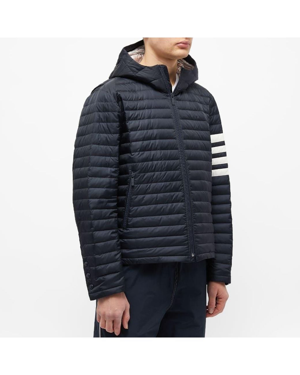 Thom Browne Blue Bar Stripe Padded Jacket for men