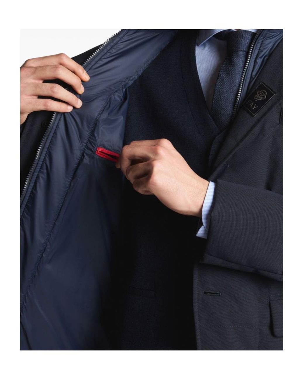 Fay Blue Quilted Button-Up Jacket for men