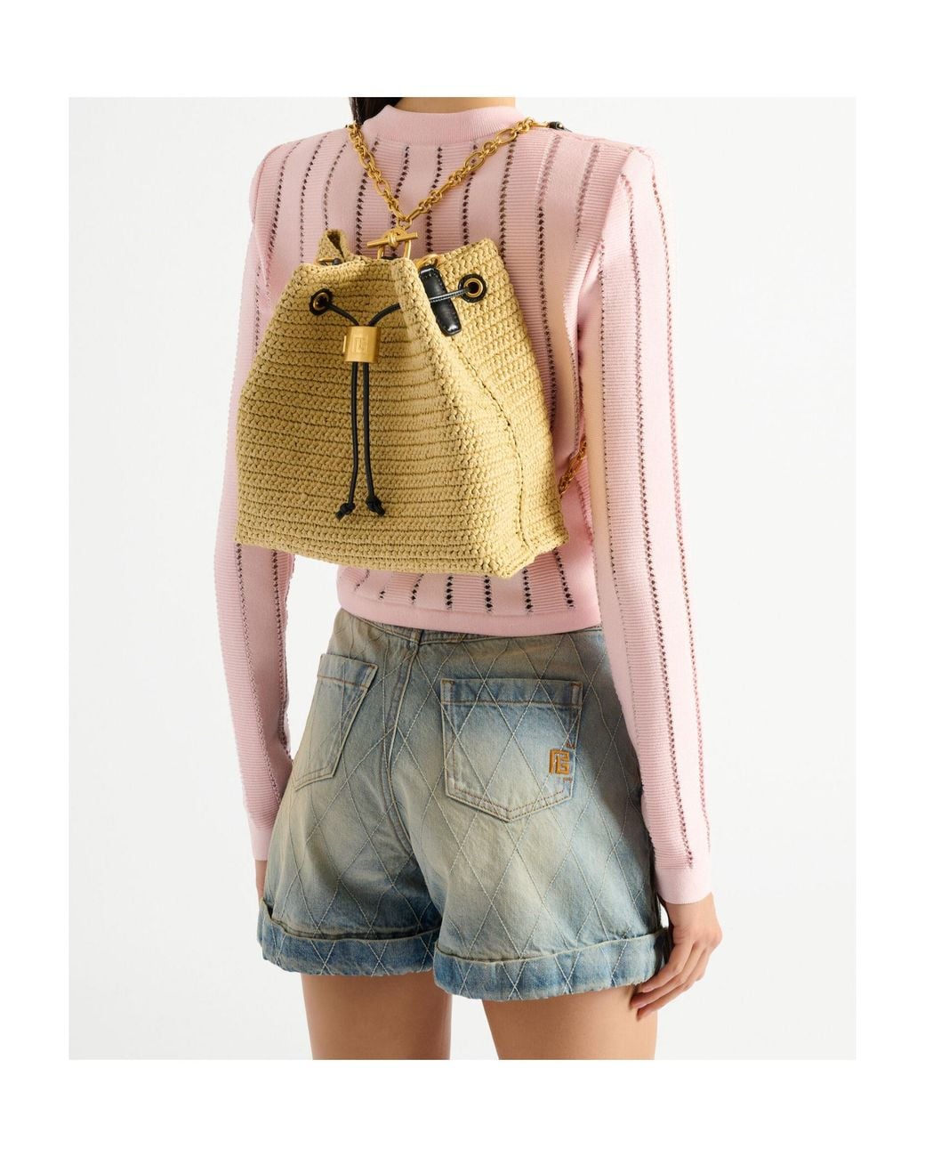 Balmain Natural Pulse Drawstring Backpack
