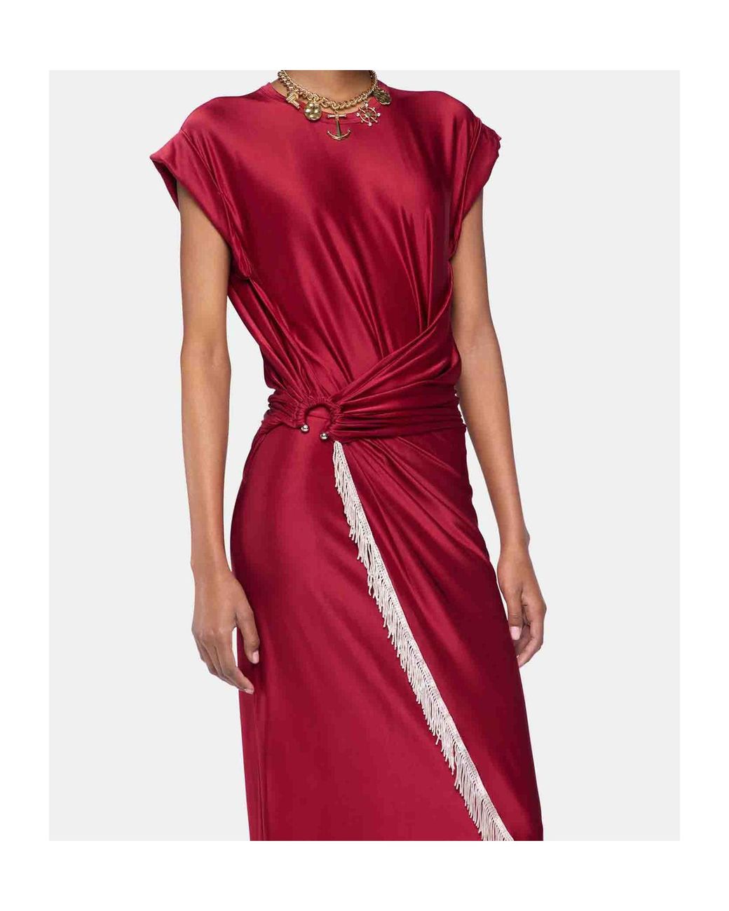 Rabanne Fringe-Detailed Gathered Dress