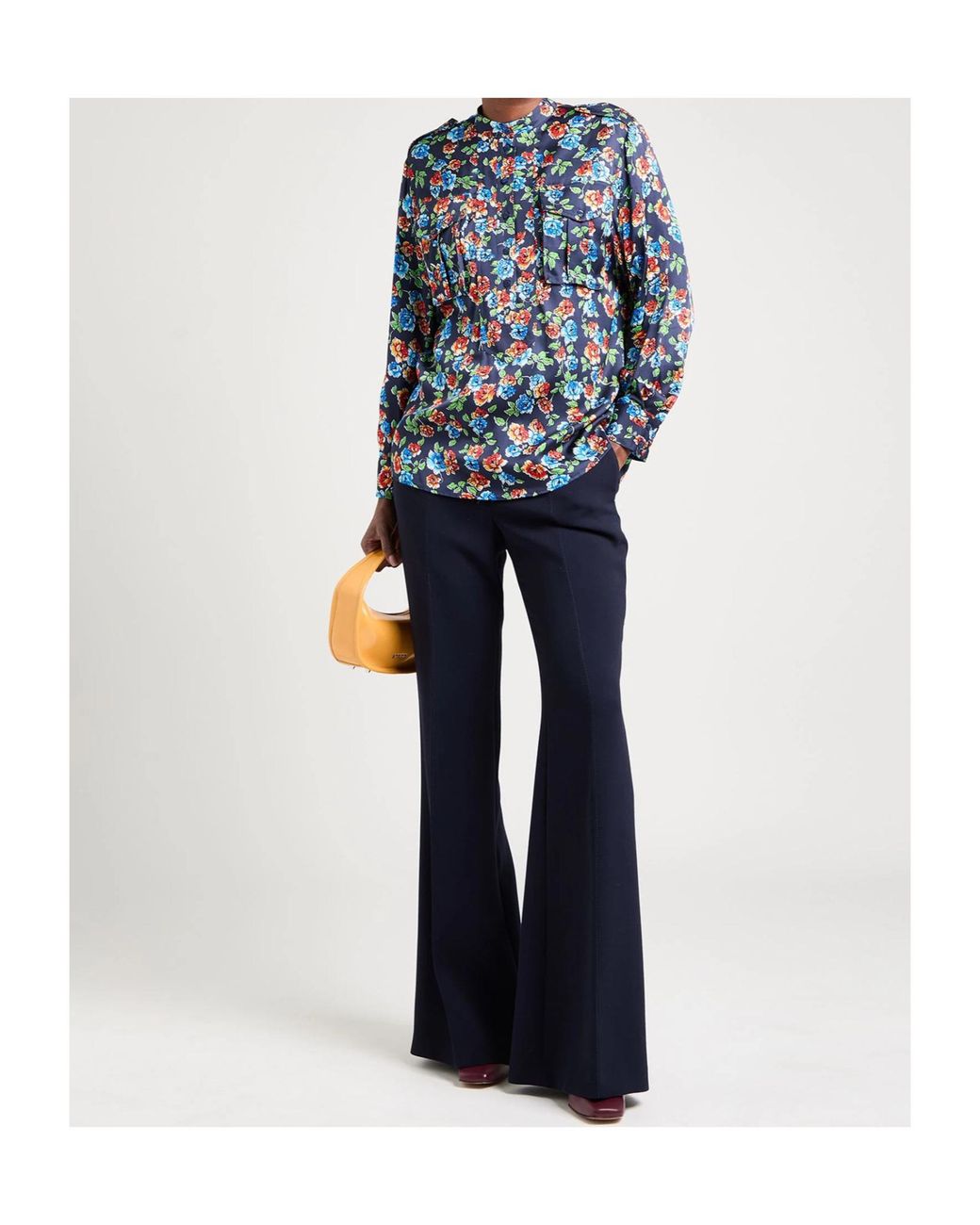 MAX&Co. Blue Floral Pattern Shirt