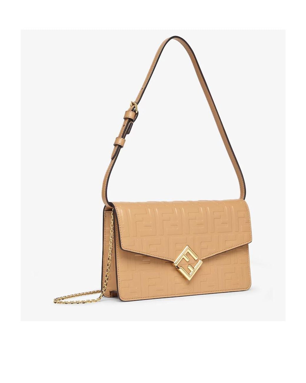 Fendi Metallic Logo Plaque Chain Linked Wallet