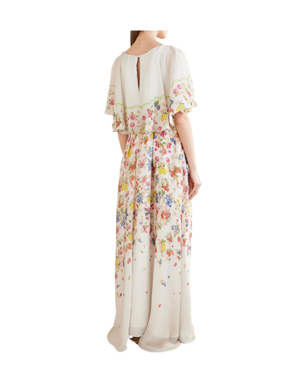 Mary Katrantzou White Floral-Print Chiffon Maxi Dress