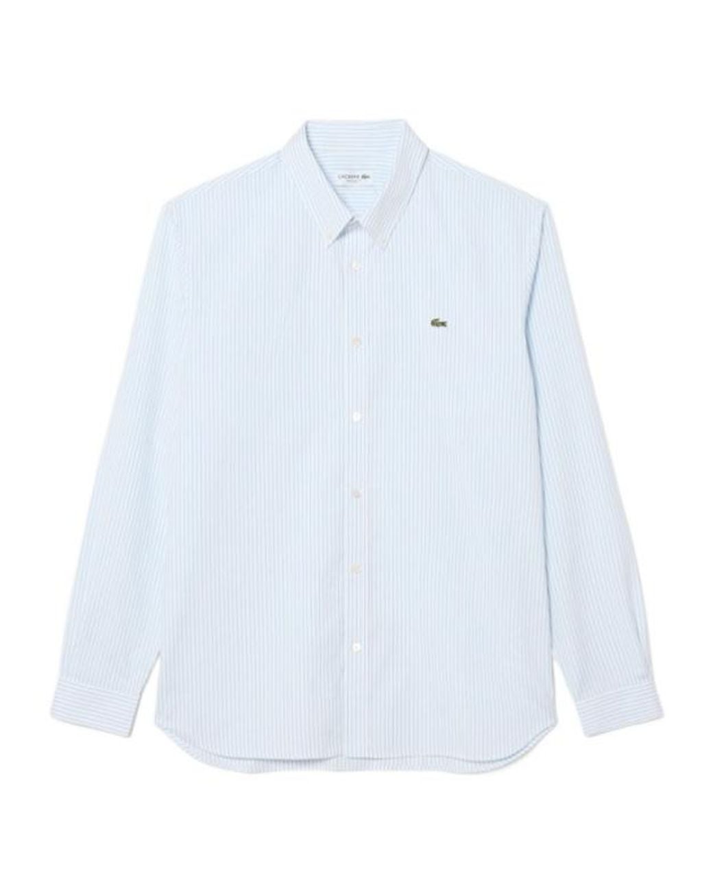 Lacoste Blue Regular Fit Striped Pinpoint Shirt for men