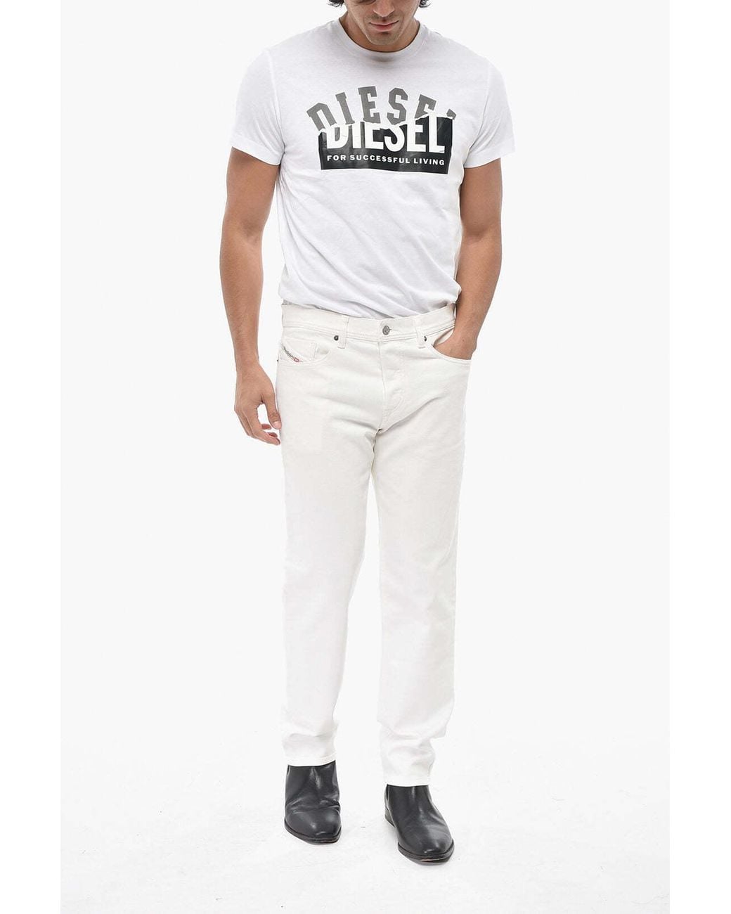 DIESEL White 2023 D-Finitive Regular Jeans for men