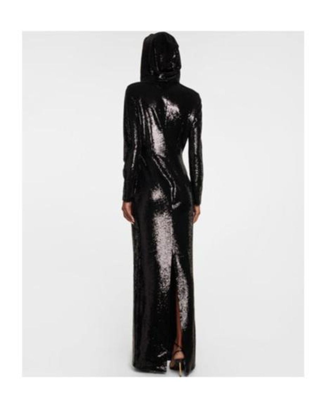 Tom Ford Black Sequin-Embellished Hooded Gown