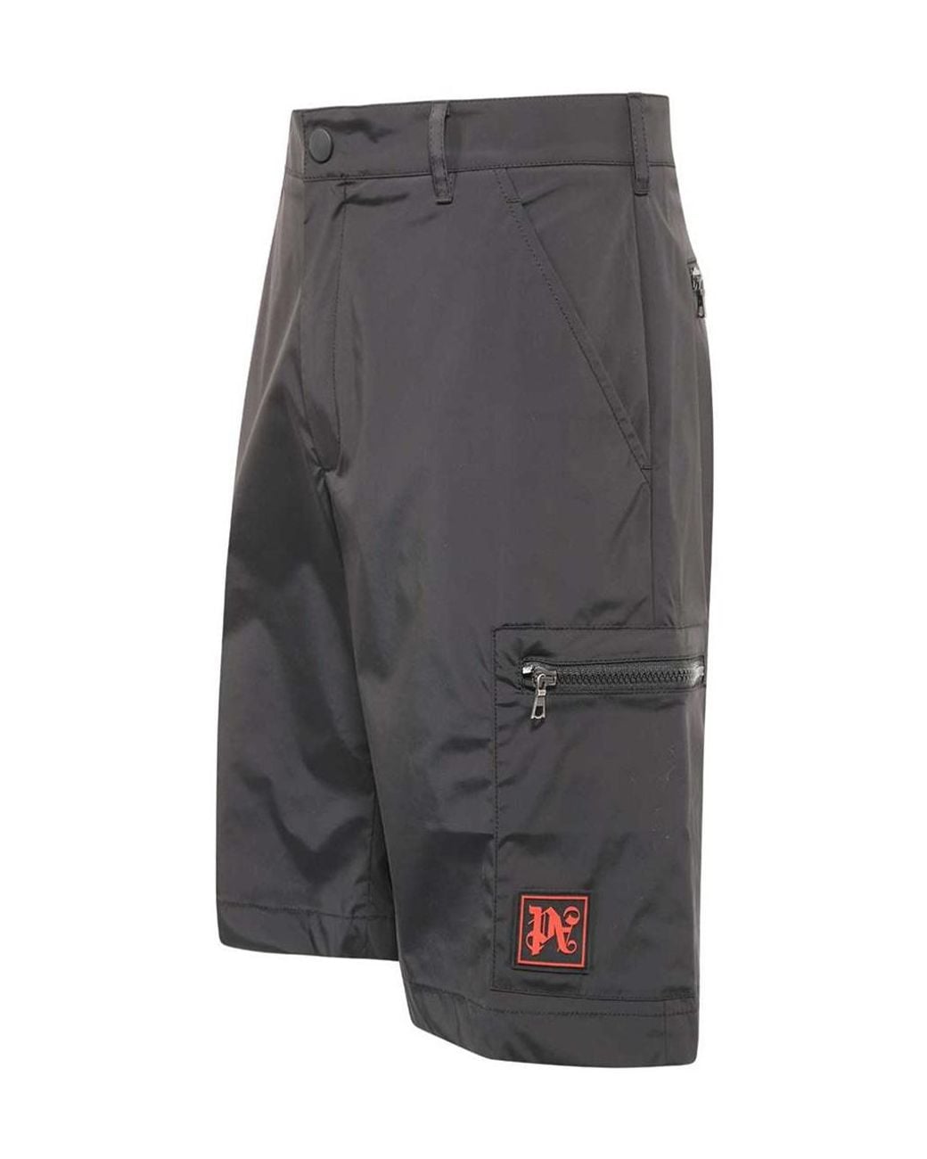 Palm Angels Gray Waistband Loop Shorts for men