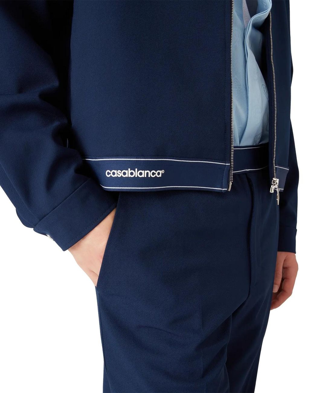 Casablanca Blue Logo Trim Zip-Up Jacket for men