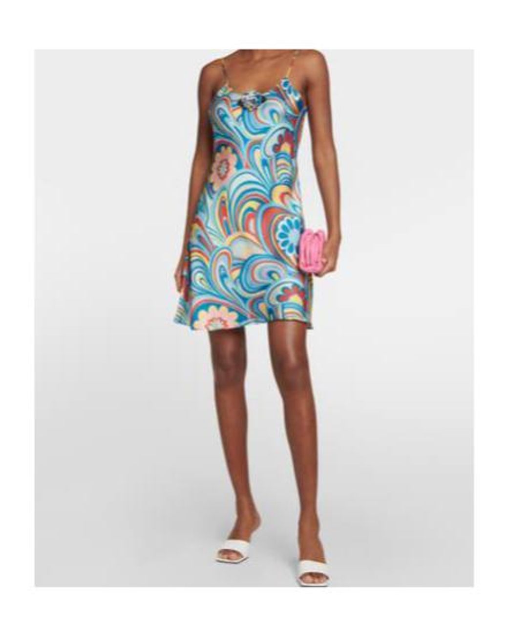 Rodarte Blue Printed Satin Slip Dress