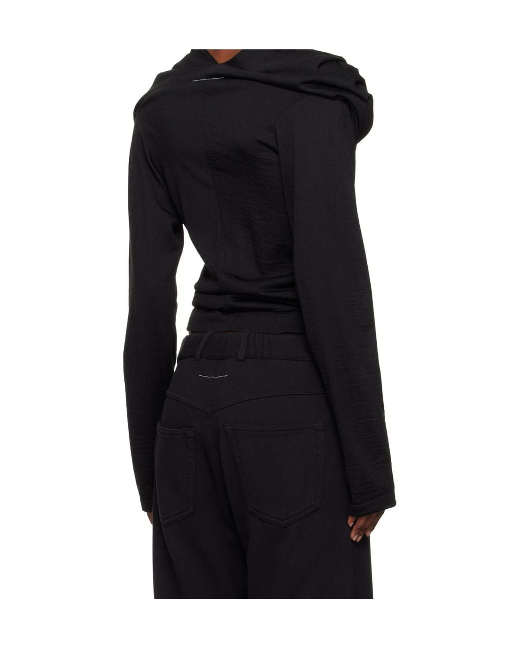 MM6 by Maison Margiela Black Hooded Long-Sleeved Knitted Jumper
