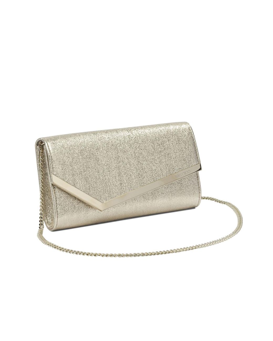 Jimmy Choo Natural Emmie Glitter Clutch Bag