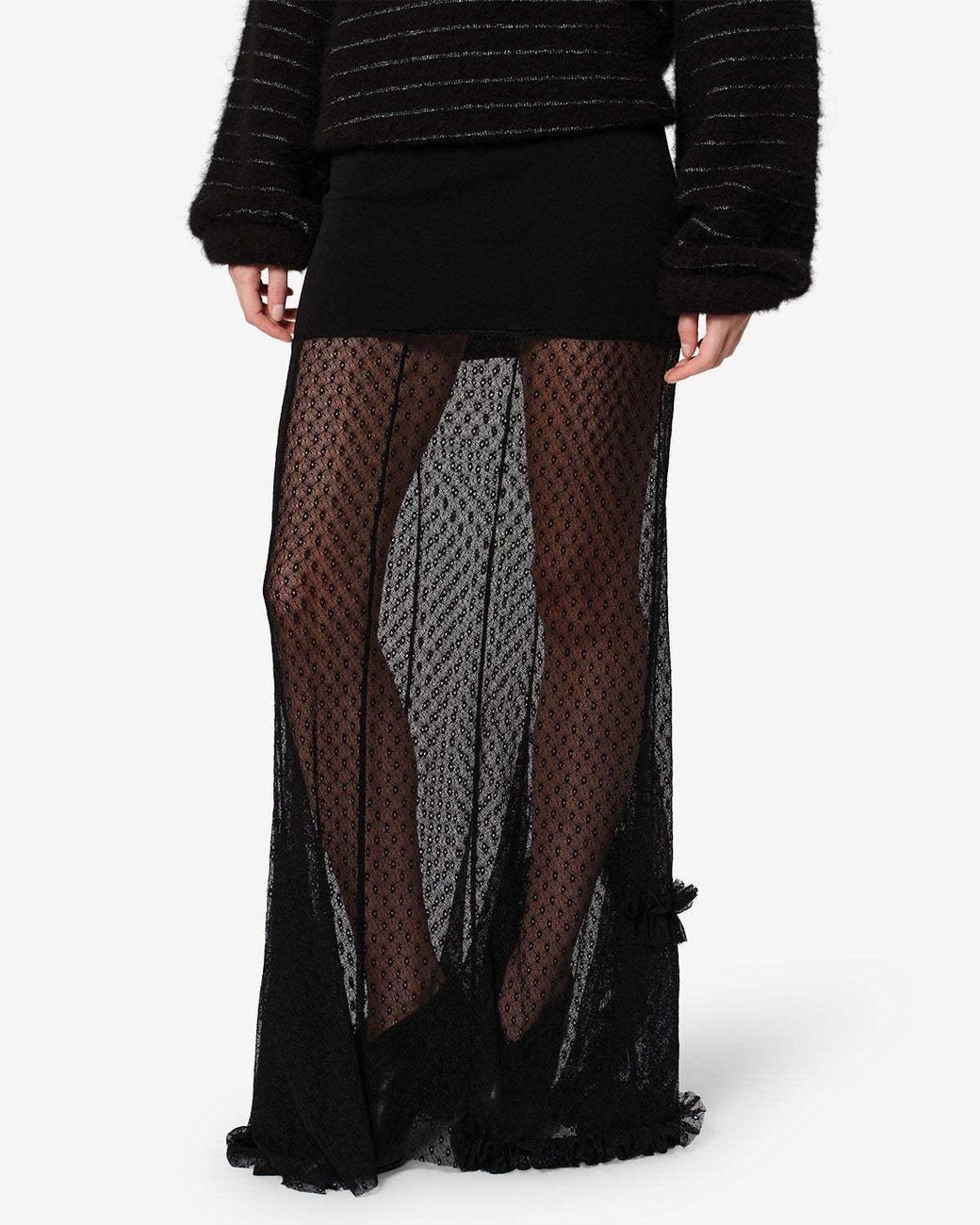 Isabel Marant Black Ioana Long Plumetis Lace Skirt
