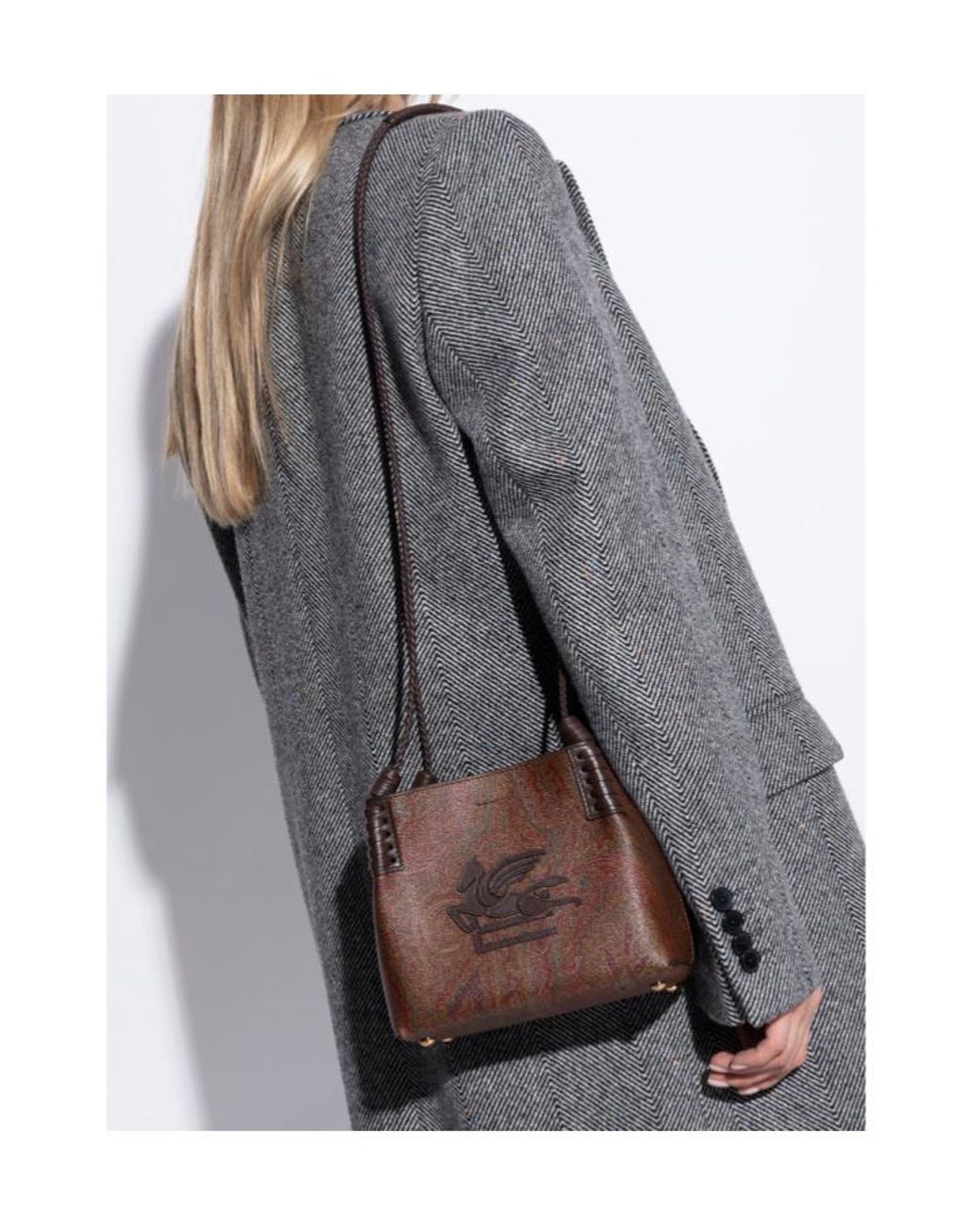 Etro Brown Paisley Libra Small Top Handle Bag