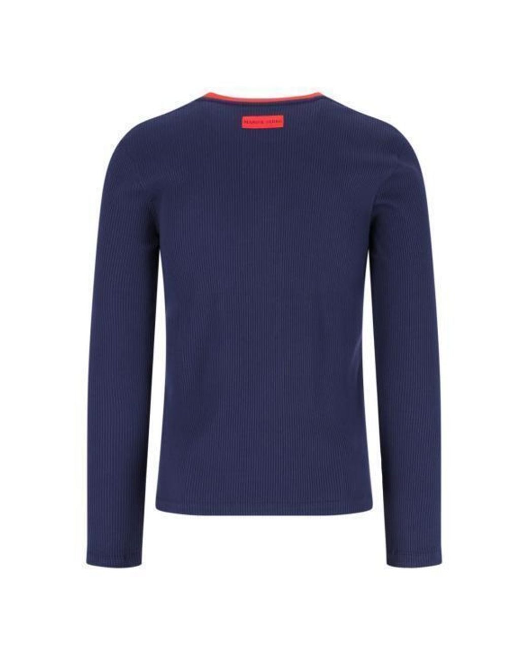 MARINE SERRE Blue Contrast Collar Long-Sleeve Base Top for men