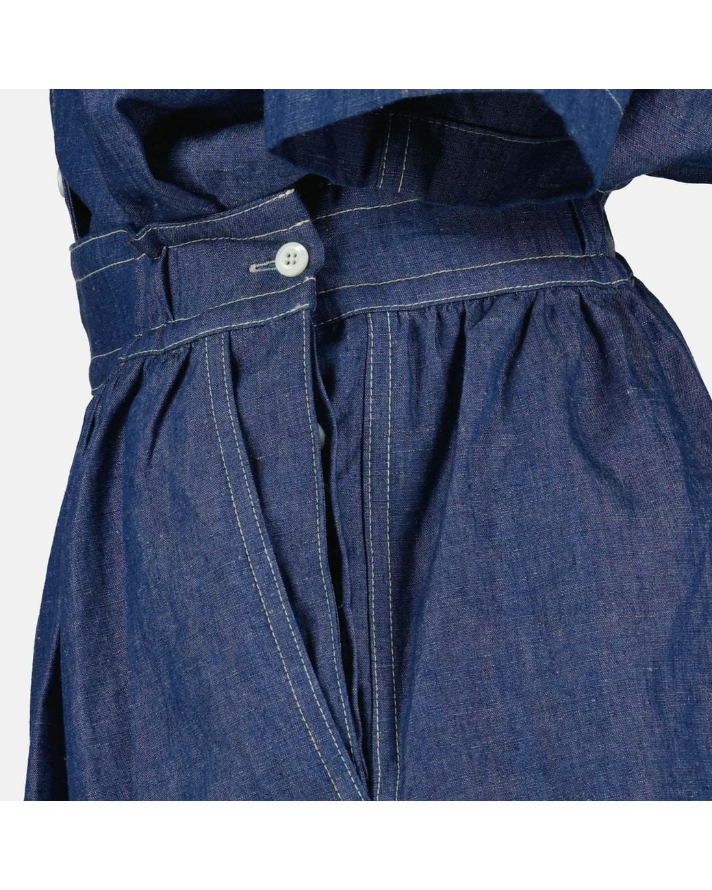 Prada Blue Cotton And Linen Denim Detachable Playsuit