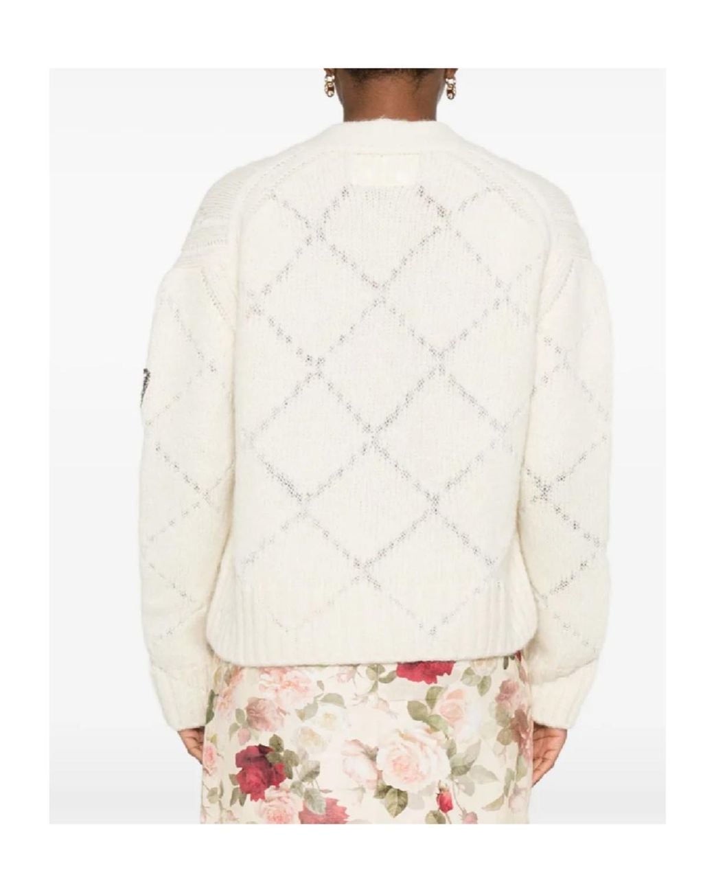 Ermanno Scervino White Button-Front Cable-Knit Cardigan