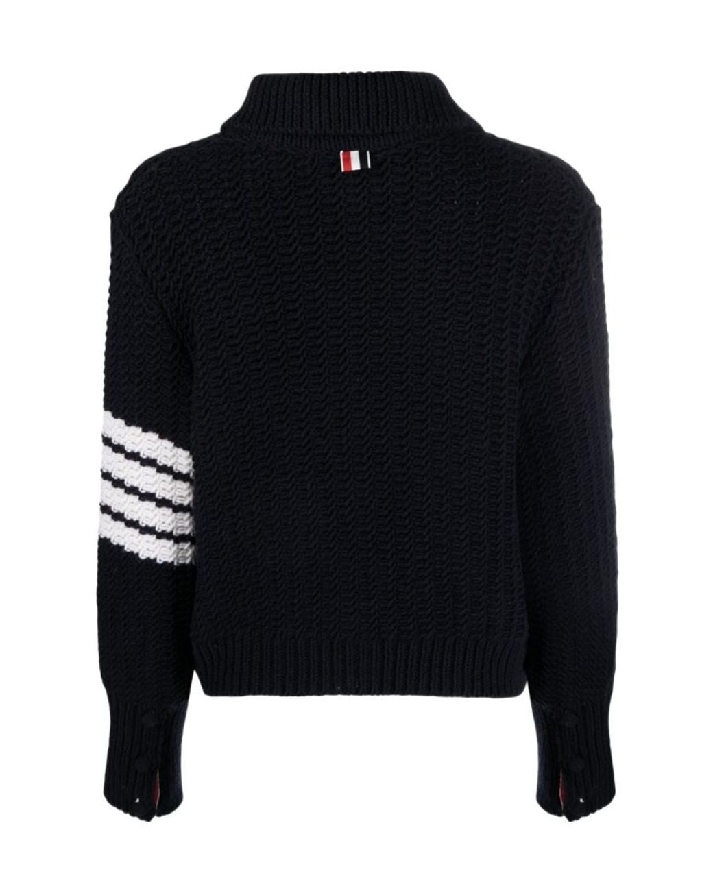 Thom Browne Black Chunky-Knit Merino-Wool Cardigan