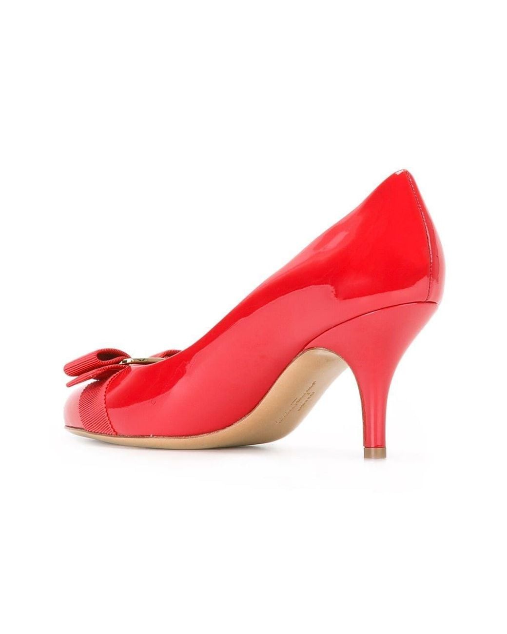 Ferragamo Red Carla 75Mm Leather Pumps