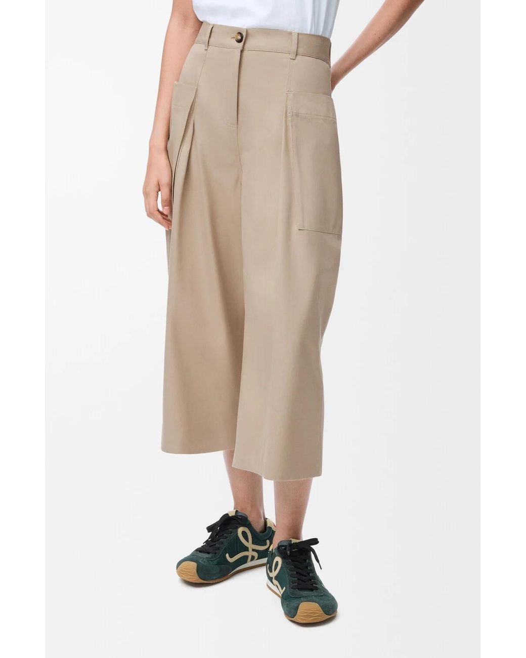 Loewe White Cropped Pleated Trousers