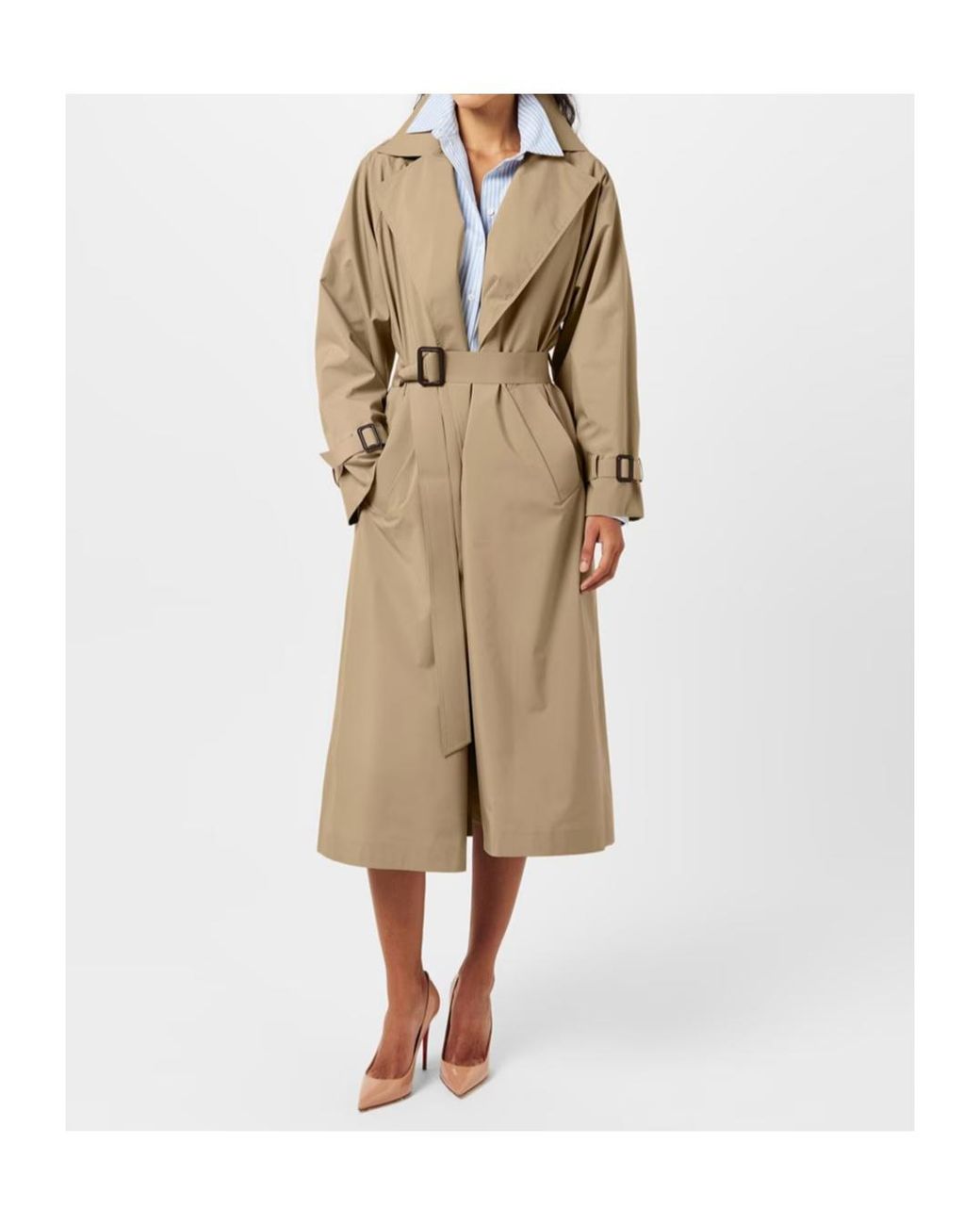 Weekend by Maxmara Natural Fatto Water-Repellent Double-Breasted Long Sleeve Trench Coat