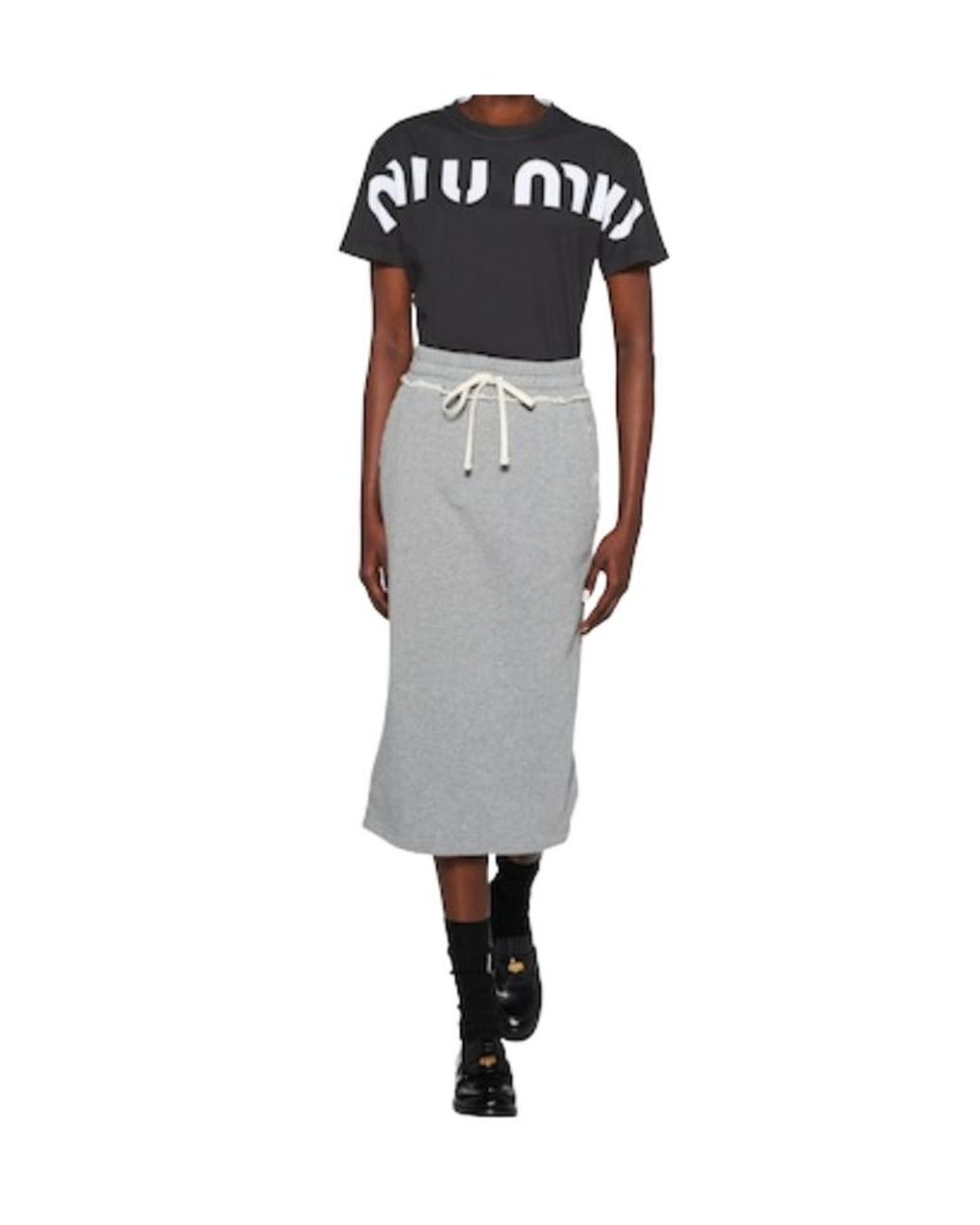 Miu Miu Black Printed Cotton T-Shirt