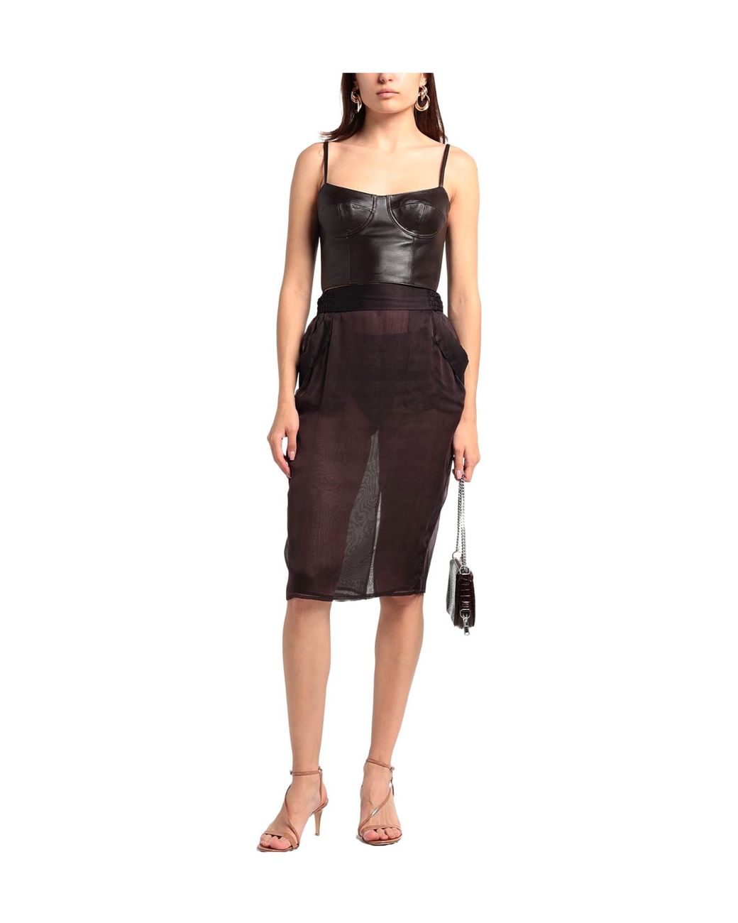 Saint Laurent Black Minimalist Plain Comfortable Pencil Skirt