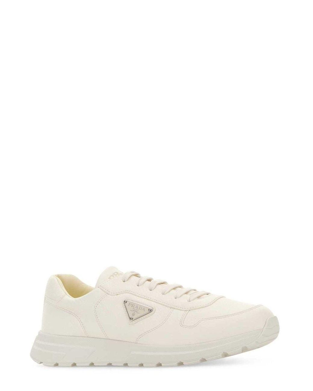 Prada White Solid Sneakers for men