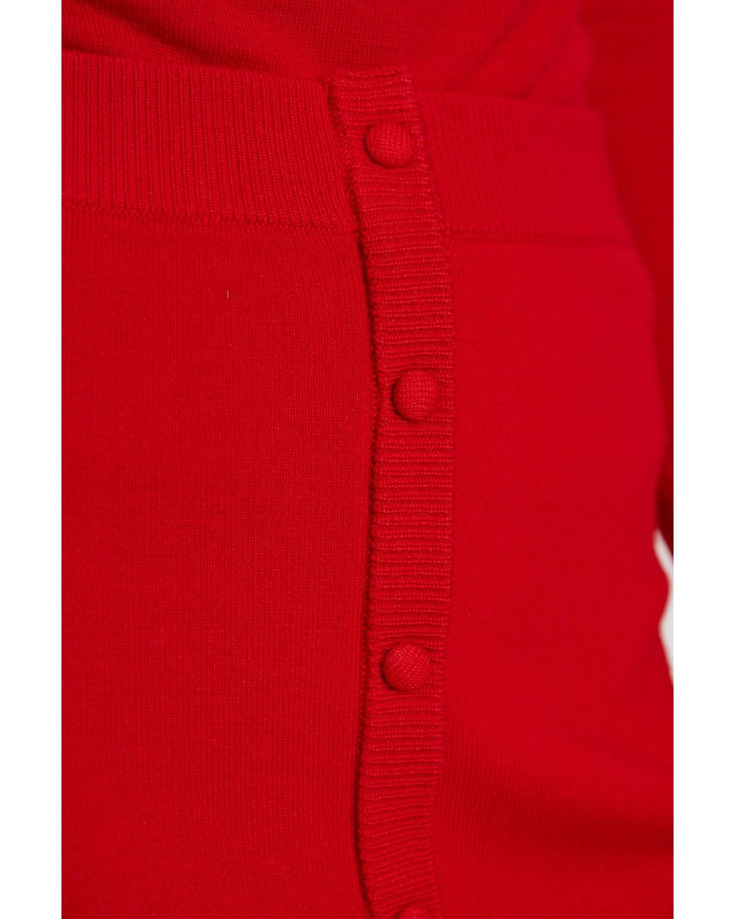 Victoria Beckham Red Button Detailed Midi Skirt