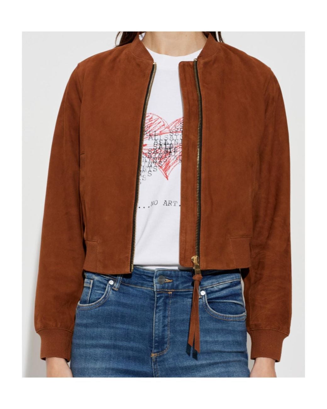 AllSaints Brown Orten Suede Bomber Jacket