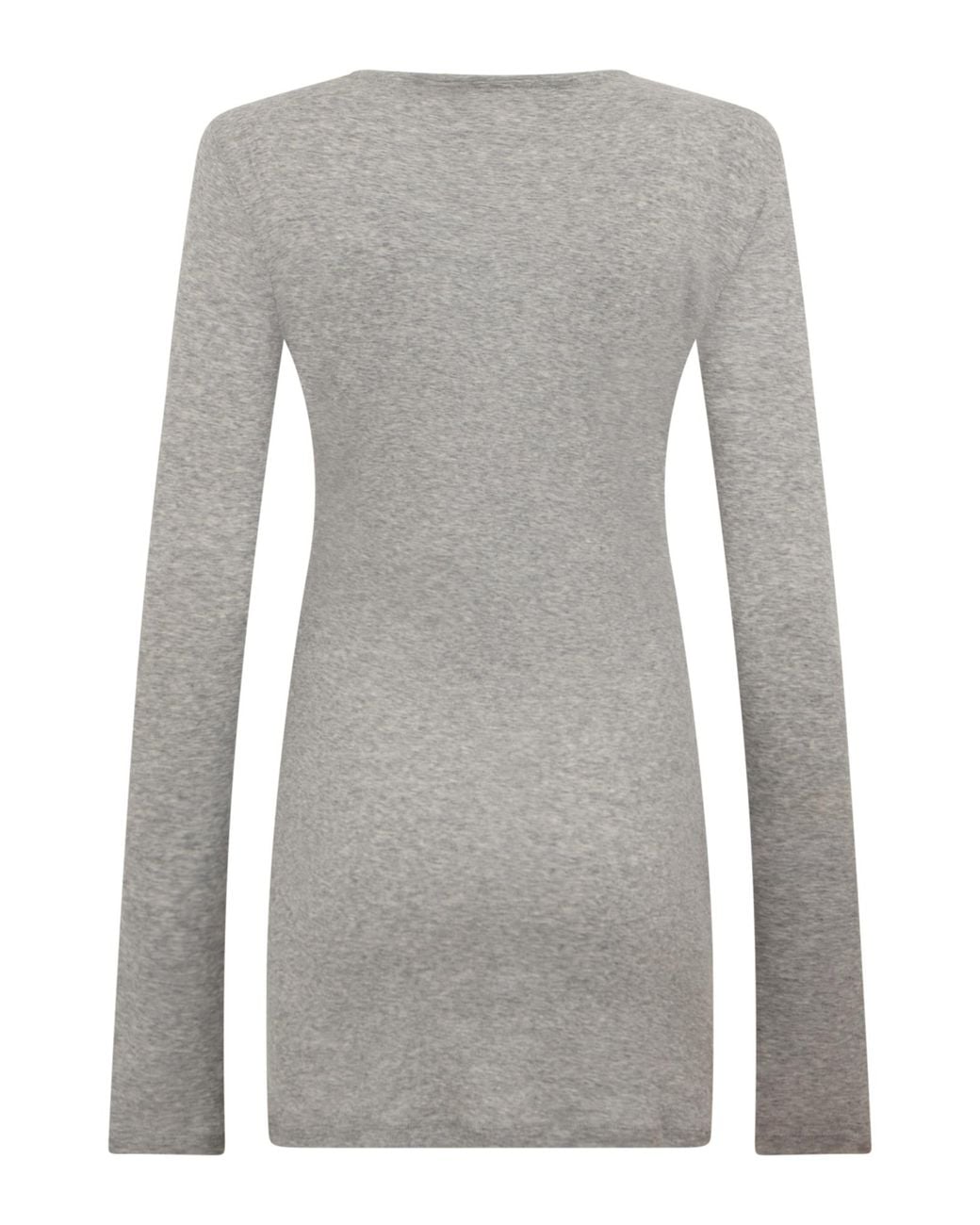 Miu Miu Gray Ribbed Knit Jersey Dress