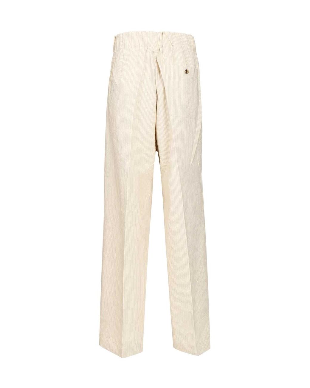 Dries Van Noten Natural Elasticated Waist Pleated Wide Pants