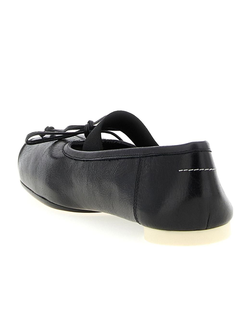 MM6 by Maison Margiela Black Tonal Stitch Bow Ballet Flats