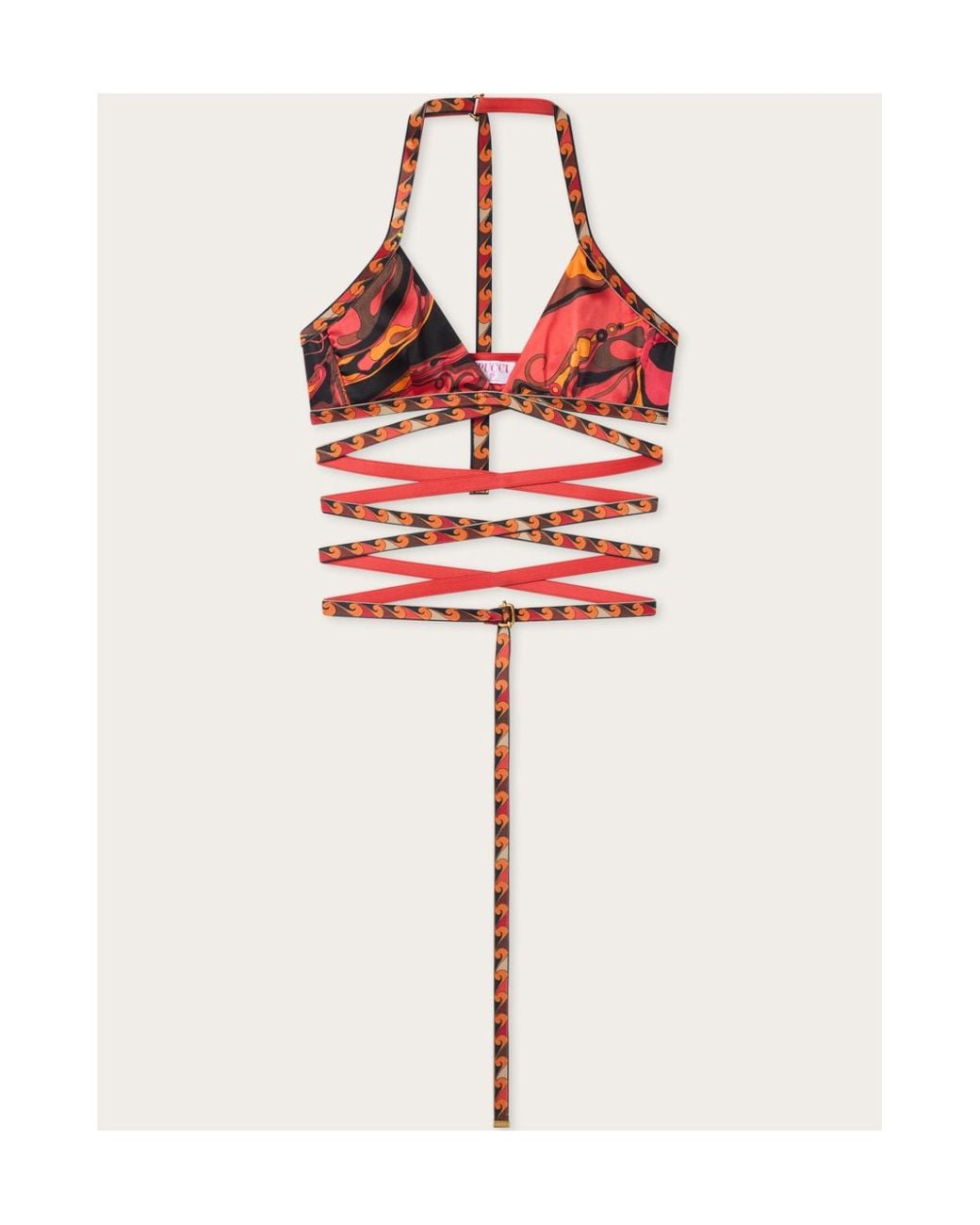 Emilio Pucci Red Orchidee-Print Silk Bra