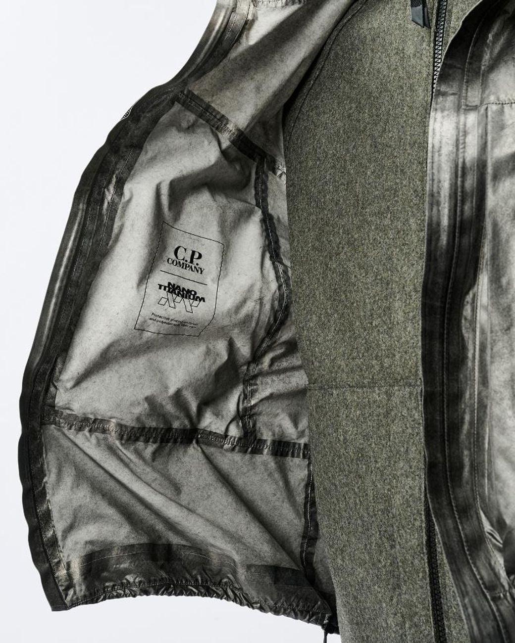 C P Company Green Metropolis Series Nano Titanium Re-Colour Hooded Jacket for men