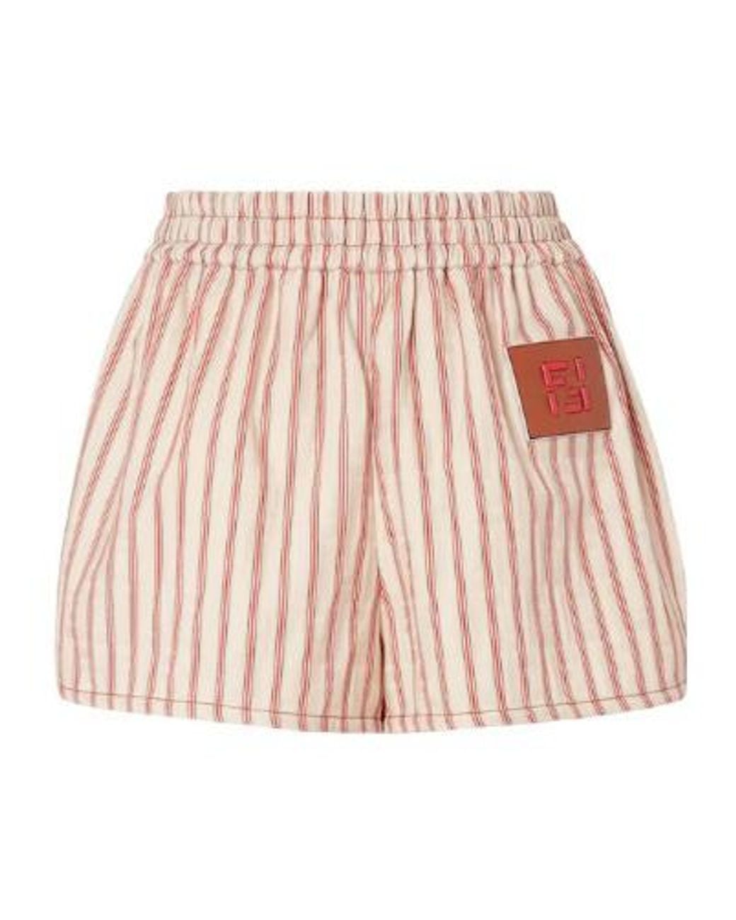 Fendi Pink Striped Logo Patch Shorts