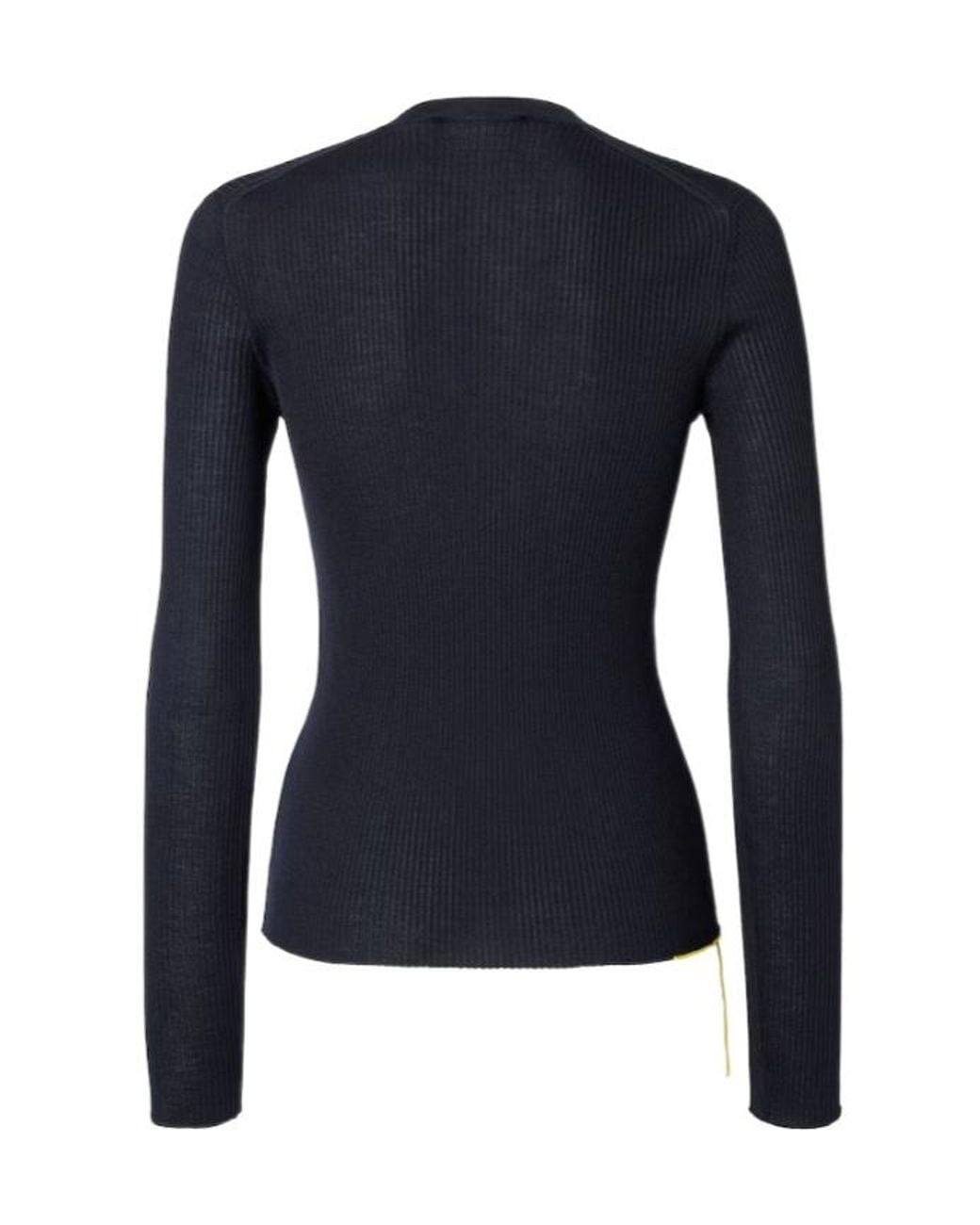 Fendi Blue Wool Ribbed Sweater