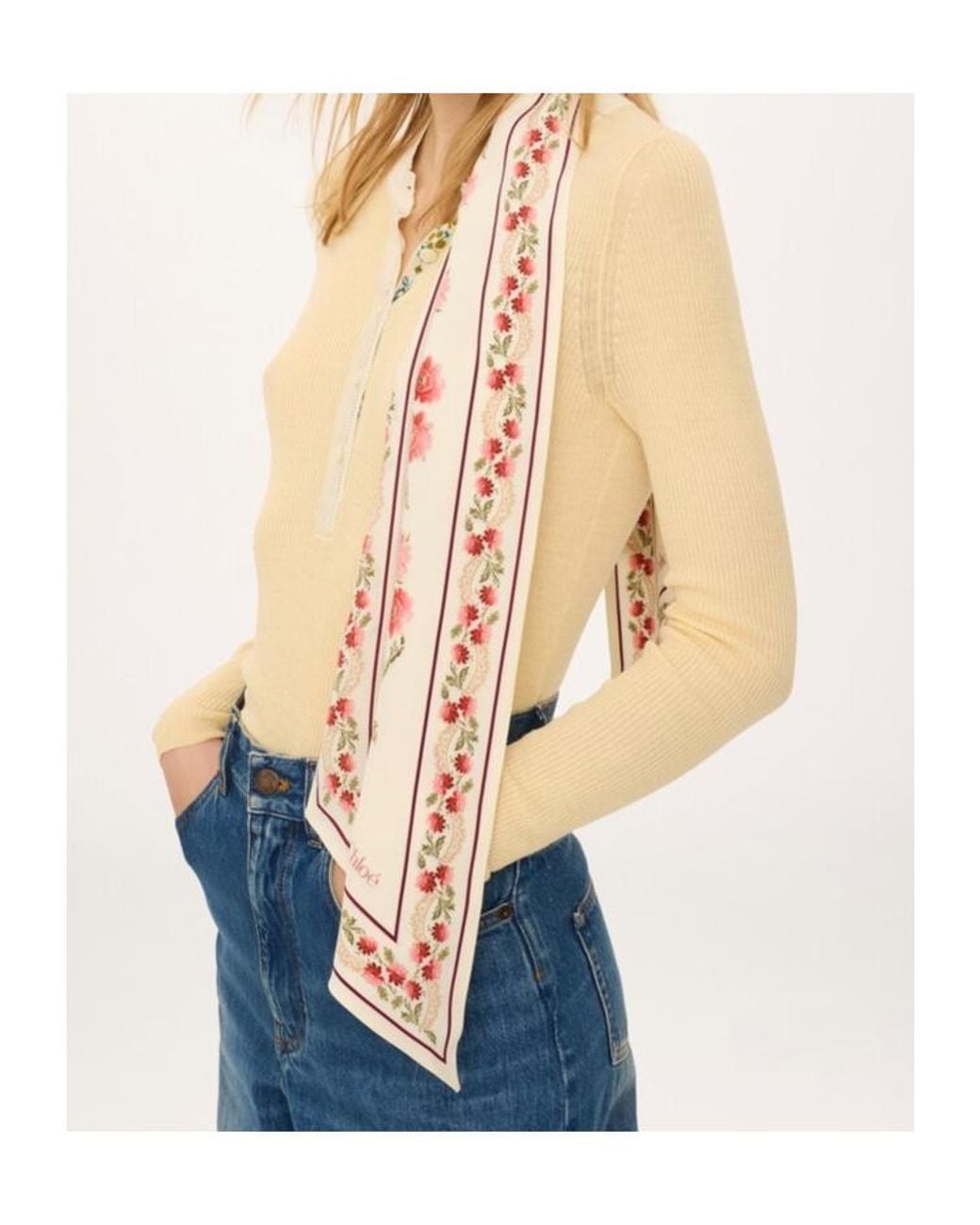 Chloé White Chloé Folk Bandeau Scarf