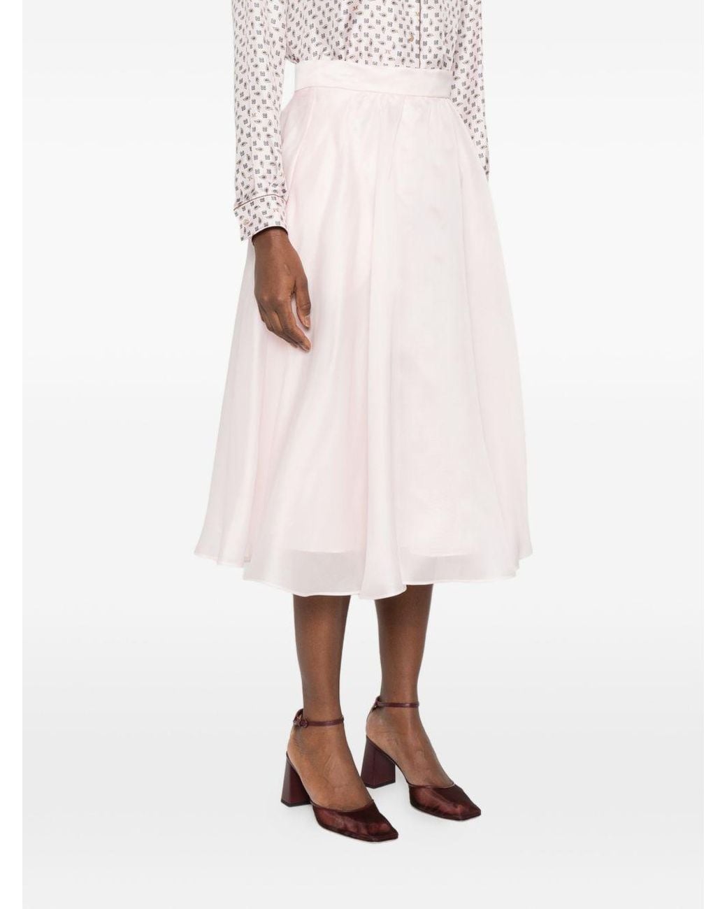 Max Mara Pink Gathered Midi Skirt