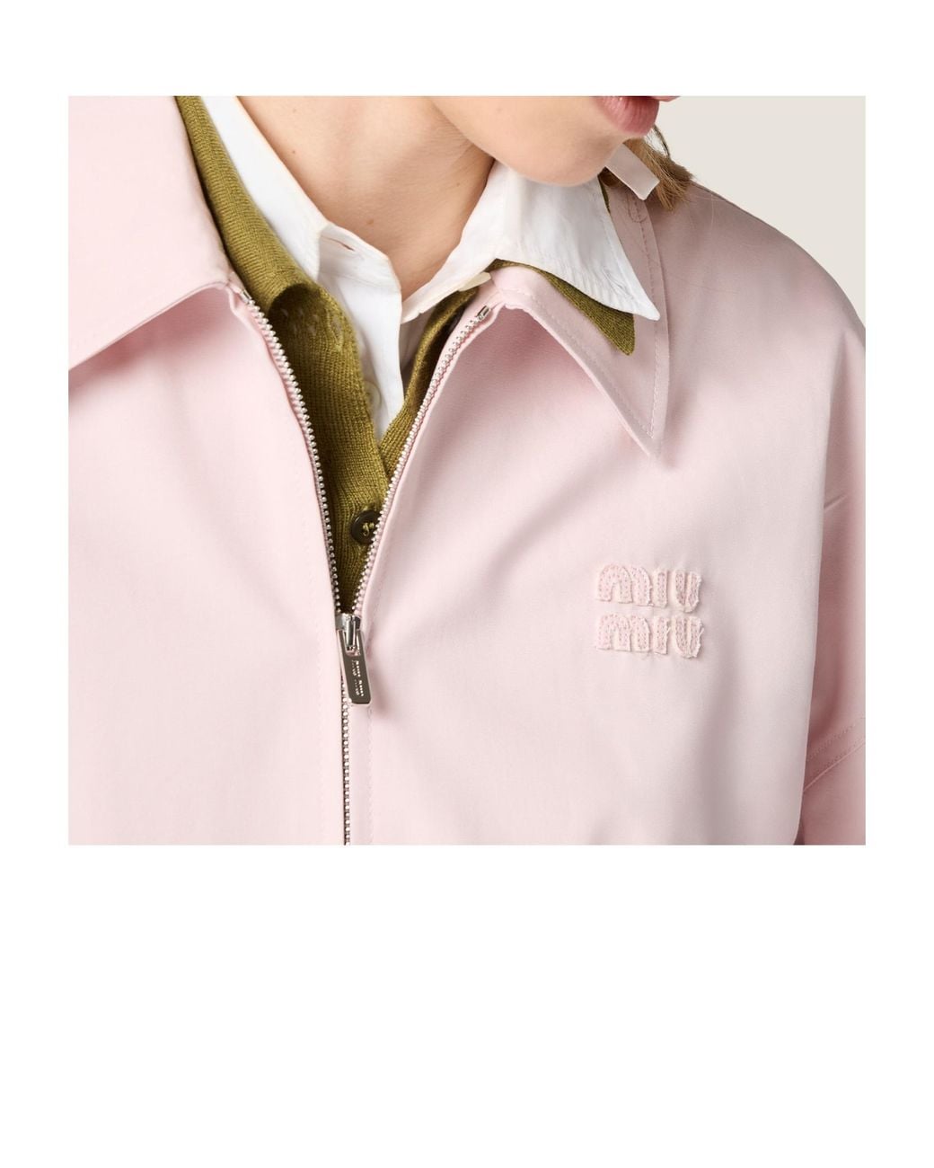 Miu Miu Pink Poplin Blouson Jacket